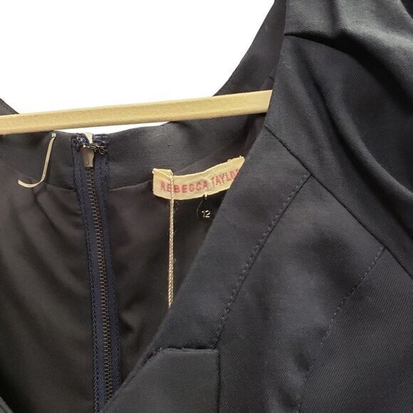 Rebecca Taylor Womens Dress Wool Blend Size 12 Lined Navy New‎ - Picture 15 of 15